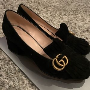 Gucci black suede loafers GG 40.5